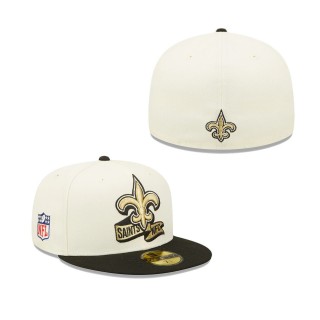 Men's New Orleans Saints Cream Black 2022 Sideline 59FIFTY Fitted Hat