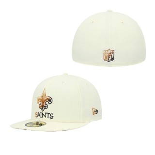 Men's New Orleans Saints Cream Chrome Dim 59FIFTY Fitted Hat