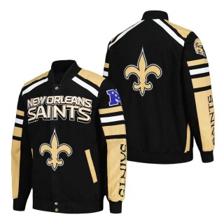 New Orleans Saints G-III Sports by Carl Banks Black Power Forward Racing Full-Snap Jacket