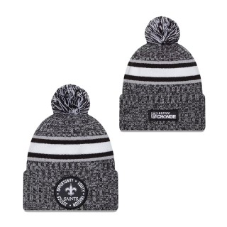 New Orleans Saints Heather Black 2023 Inspire Change Cuffed Knit Hat With Pom