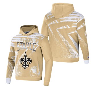 Men's New Orleans Saints NFL x Staple Gold All Over Print Pullover Hoodie