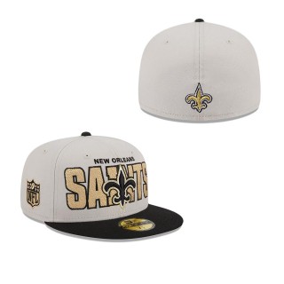 Men's New Orleans Saints Stone Black 2023 NFL Draft On Stage 59FIFTY Fitted Hat