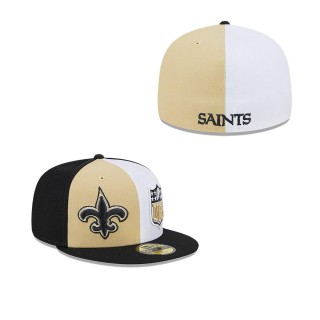 New Orleans Saints Vegas Gold Black 2023 Sideline 59FIFTY Fitted Hat