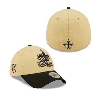 Men's New Orleans Saints Vegas Gold SEC 2022 Sideline 39THIRTY Flex Hat