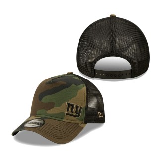 Men's New York Giants New Era Camo Black Flawless Utility A-Frame Trucker 9FORTY Snapback Hat