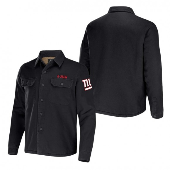 Men's New York Giants NFL x Darius Rucker Collection by Fanatics Black Canvas Button-Up Shirt Jacket