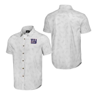 Giants NFL x Darius Rucker Collection White Woven Short Sleeve Button Up Shirt
