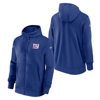 New York Giants Nike Blue Sideline Club Performance Full-Zip Hoodie