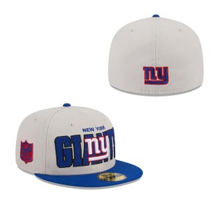 Men's New York Giants Stone Royal 2023 NFL Draft On Stage 59FIFTY Fitted Hat