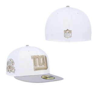 Men's New York Giants White Gray 90th Anniversary Gold Undervisor 59FIFTY Fitted Hat