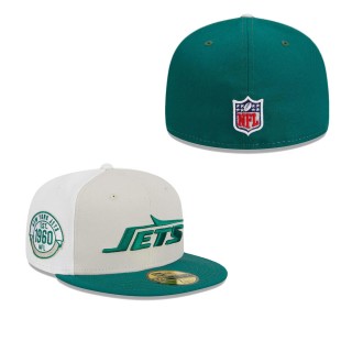 Jets Cream Kelly Green 2023 Sideline Historic 59FIFTY Fitted Hat