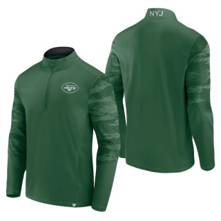 Men's New York Jets Green Ringer Quarter-Zip Jacket