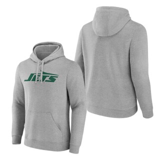 New York Jets Heather Gray Primary Logo Pullover Hoodie