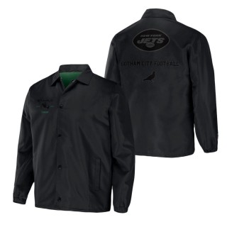 Men's New York Jets NFL x Staple Black Coaches Full-Snap Jacket