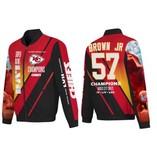 Orlando Brown Jr. Kansas City Chiefs Red Super Bowl LVII Champions Logo Full Zip Nylon Bomber Jacket
