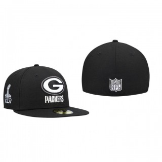 Green Bay Packers Black Super Bowl Patch 59FIFTY Fitted Hat
