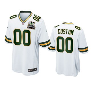 Green Bay Packers Custom White 4X Super Bowl Champions Patch Game Jersey