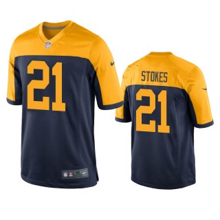 Green Bay Packers Eric Stokes Navy Throwback Game Jersey