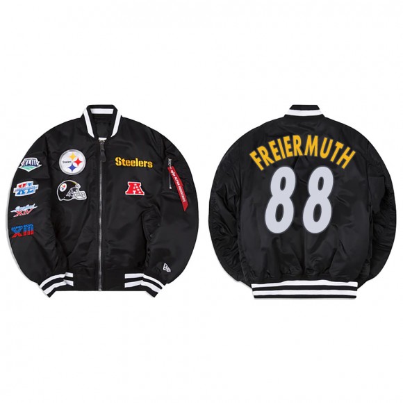 Pat Freiermuth Alpha Industries X Pittsburgh Steelers MA-1 Bomber Black Jacket