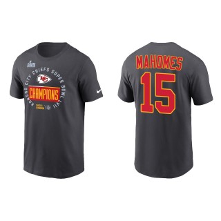 Patrick Mahomes Kansas City Chiefs Anthracite Super Bowl LVII Champions Locker Room Trophy Collection T-Shirt