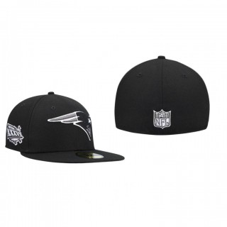 New England Patriots Black Super Bowl Patch 59FIFTY Fitted Hat