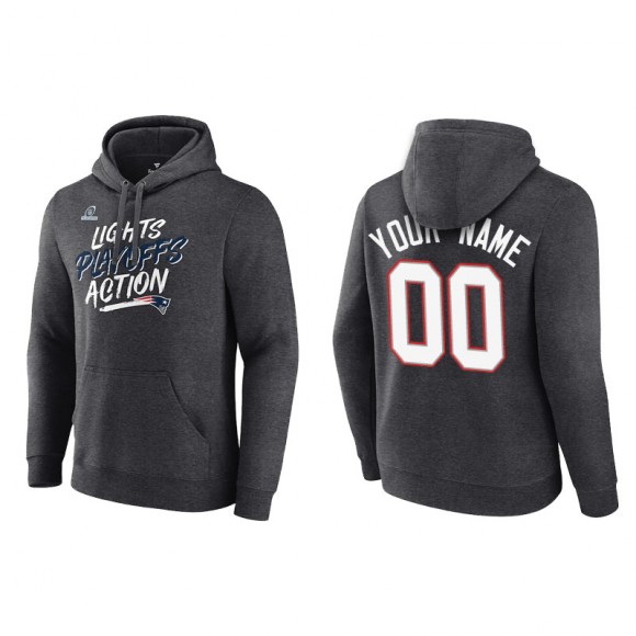 Men's Patriots Custom Charcoal 2021 NFL Playoffs Lights Action Hoodie