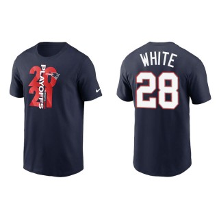 Men's Patriots James White Navy 2021 NFL Playoffs T-Shirt