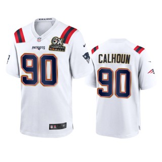 New England Patriots Shilique Calhoun White 6X Super Bowl Champions Patch Game Jersey
