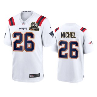 New England Patriots Sony Michel White 6X Super Bowl Champions Patch Game Jersey