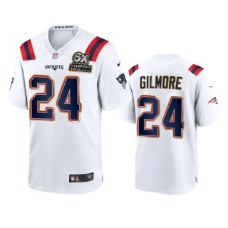 New England Patriots Stephon Gilmore White 6X Super Bowl Champions Patch Game Jersey