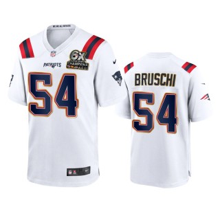 New England Patriots Tedy Bruschi White 6X Super Bowl Champions Patch Game Jersey