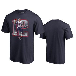 New England Patriots Tom Brady Navy Player Graphic Powerhouse T-Shirt
