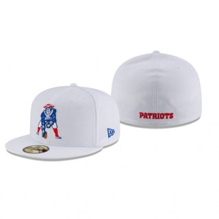 New England Patriots White Omaha Throwback Logo 59FIFTY Fitted Hat