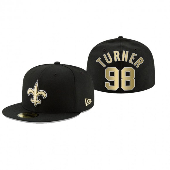 New Orleans Saints Payton Turner Black Omaha 59FIFTY Fitted Hat