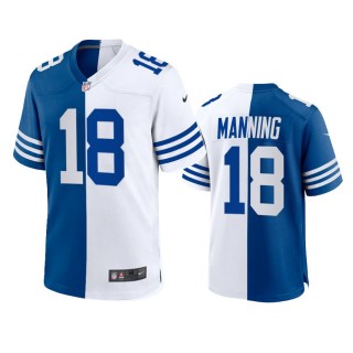 Indianapolis Colts Peyton Manning 2021 Royal White Throwback Split Jersey
