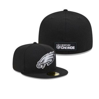 Philadelphia Eagles Black 2023 Inspire Change 59FIFTY Fitted Hat