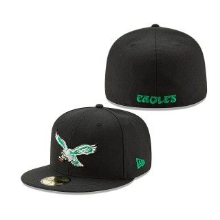 Men's Philadelphia Eagles Black Classic Logo Omaha 59FIFTY Fitted Hat