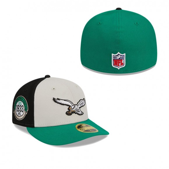 Eagles Cream Kelly Green 2023 Sideline Historic Low Profile 59FIFTY Fitted Hat