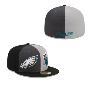 Eagles Gray Black 2023 Sideline 59FIFTY Fitted Hat