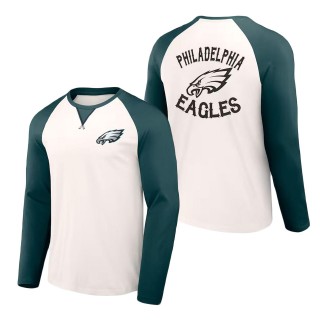 Eagles NFL x Darius Rucker Collection Cream Midnight Green Long Sleeve Raglan T-Shirt
