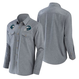 Men's Philadelphia Eagles NFL x Darius Rucker Collection by Fanatics Gray Chambray Long Sleeve Button-Up Shirt