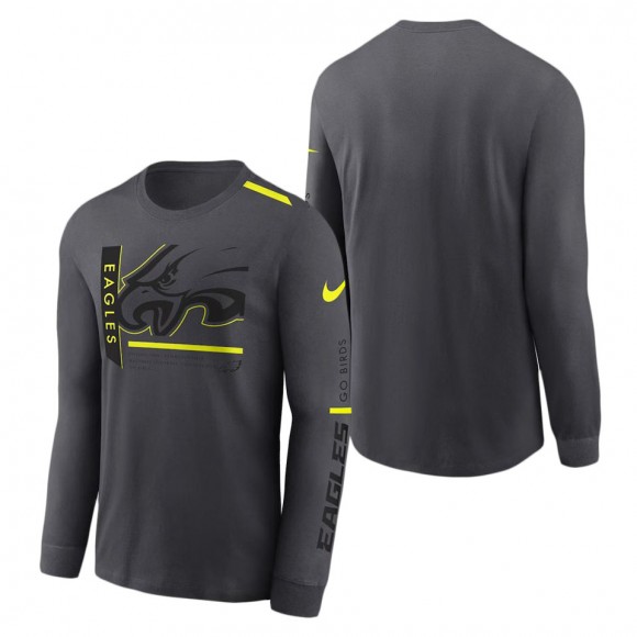 Philadelphia Eagles Nike Anthracite Volt Performance Long Sleeve T-Shirt