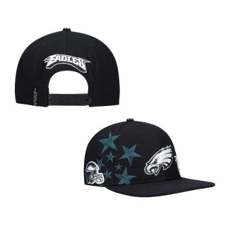 Men's Philadelphia Eagles Pro Standard Black Pink Stars Snapback Hat