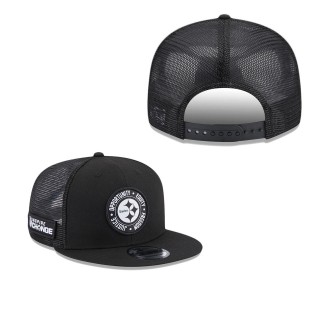 Men's Pittsburgh Steelers Black 2022 Inspire Change Trucker 9FIFTY Adjustable Snapback Hat
