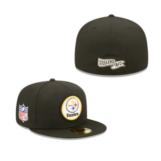 Men's Pittsburgh Steelers Black 2022 Sideline 59FIFTY Historic Fitted Hat