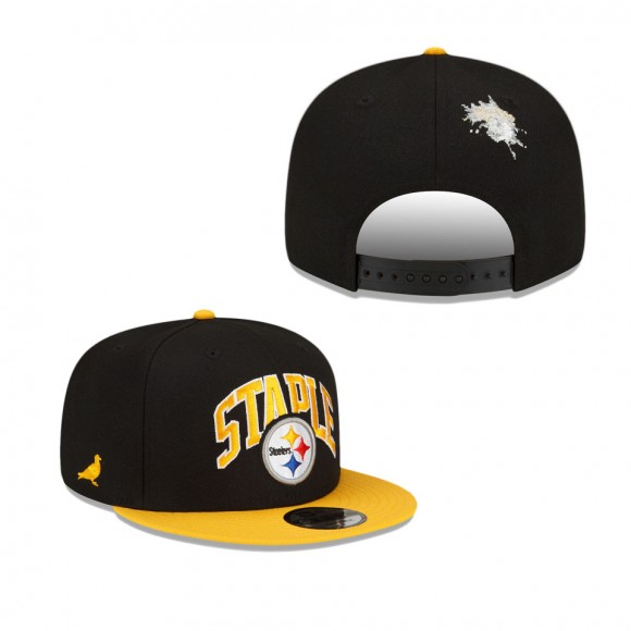 Men's Pittsburgh Steelers Black Gold NFL x Staple Collection 9FIFTY Snapback Adjustable Hat