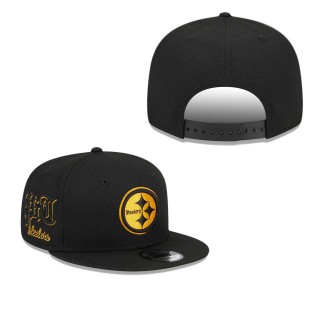 Pittsburgh Steelers Black Goth Side Script 9FIFTY Snapback Hat