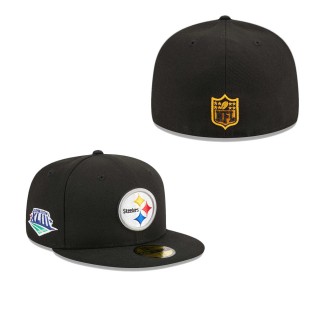 Pittsburgh Steelers Black Main Patch Fitted Hat