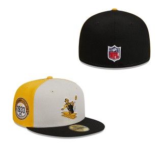 Pittsburgh Steelers Cream Black 2023 Sideline Historic 59FIFTY Fitted Hat