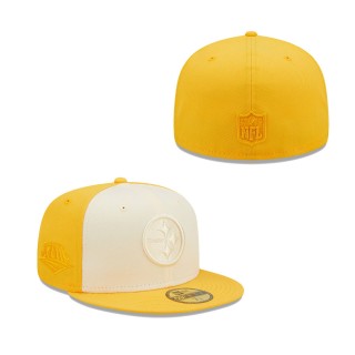 Men's Pittsburgh Steelers Cream Gold Tonal Super Bowl XLIII Side Patch 59FIFTY Fitted Hat